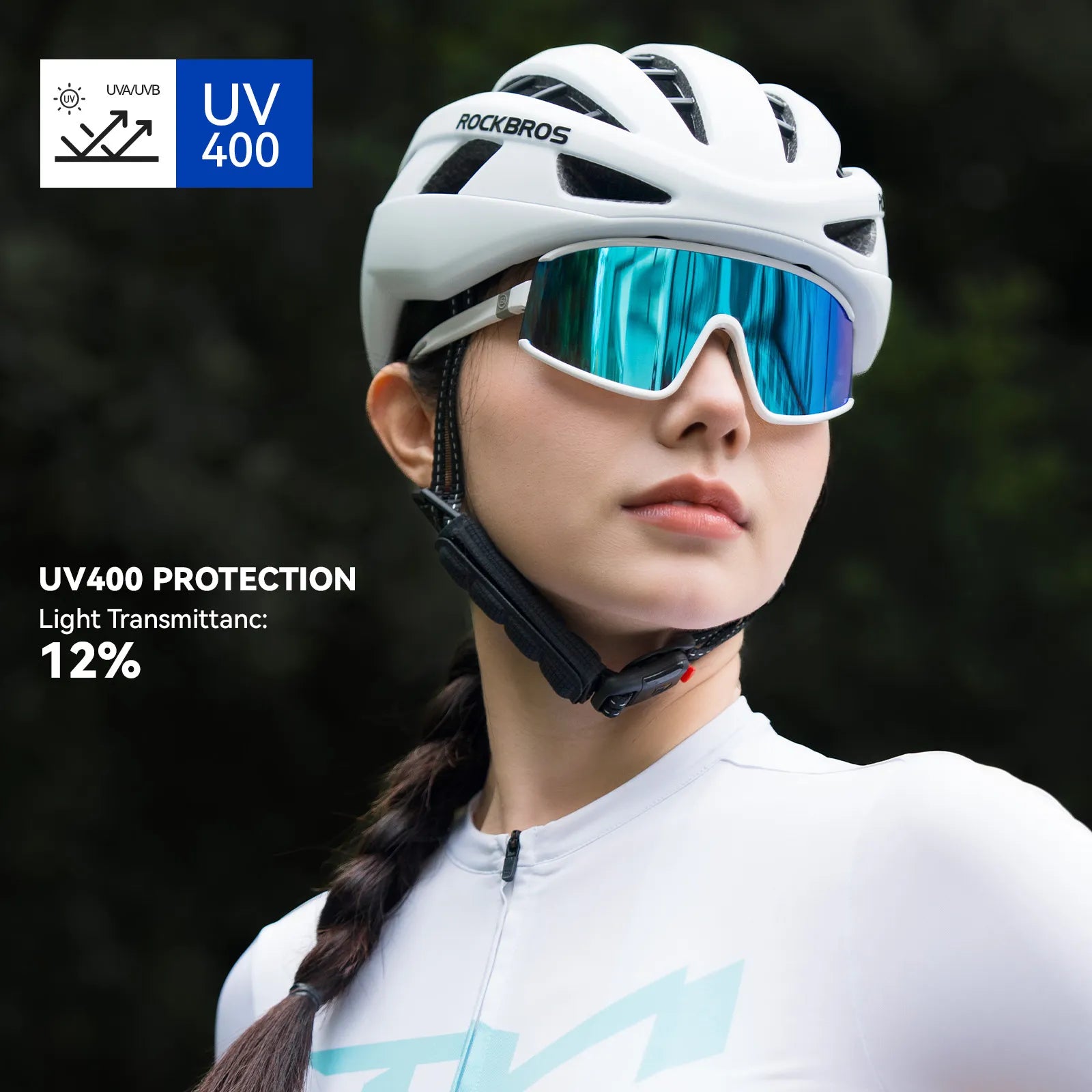 ROCKBROS polarized cycling sunglasses with UV400 protection lightweight sports eyewear
#Color_Blue White