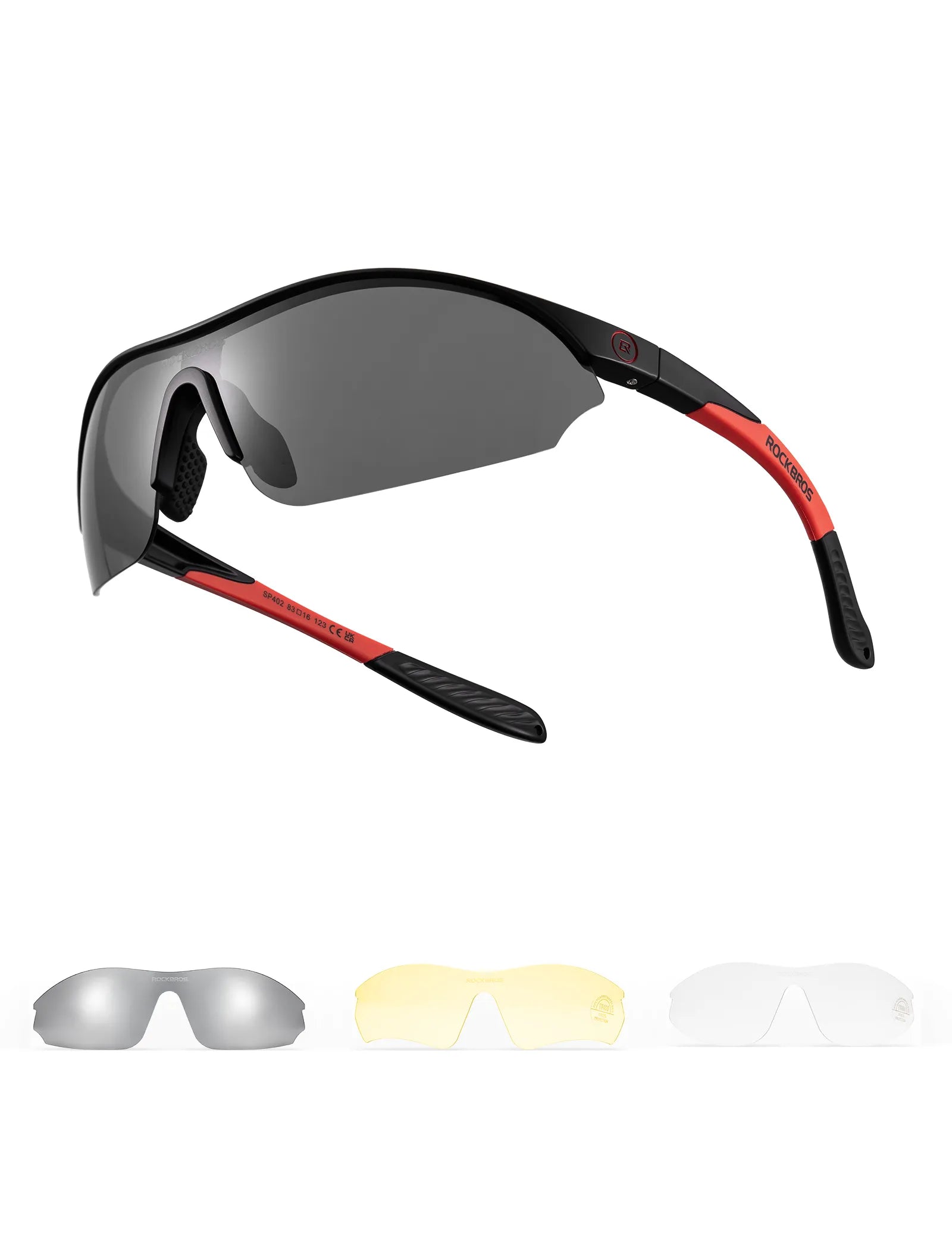 ROCKBROS SP402 sports sunglasses with three interchangeable lenses for cycling, running, and outdoor adventures
#Color_Black