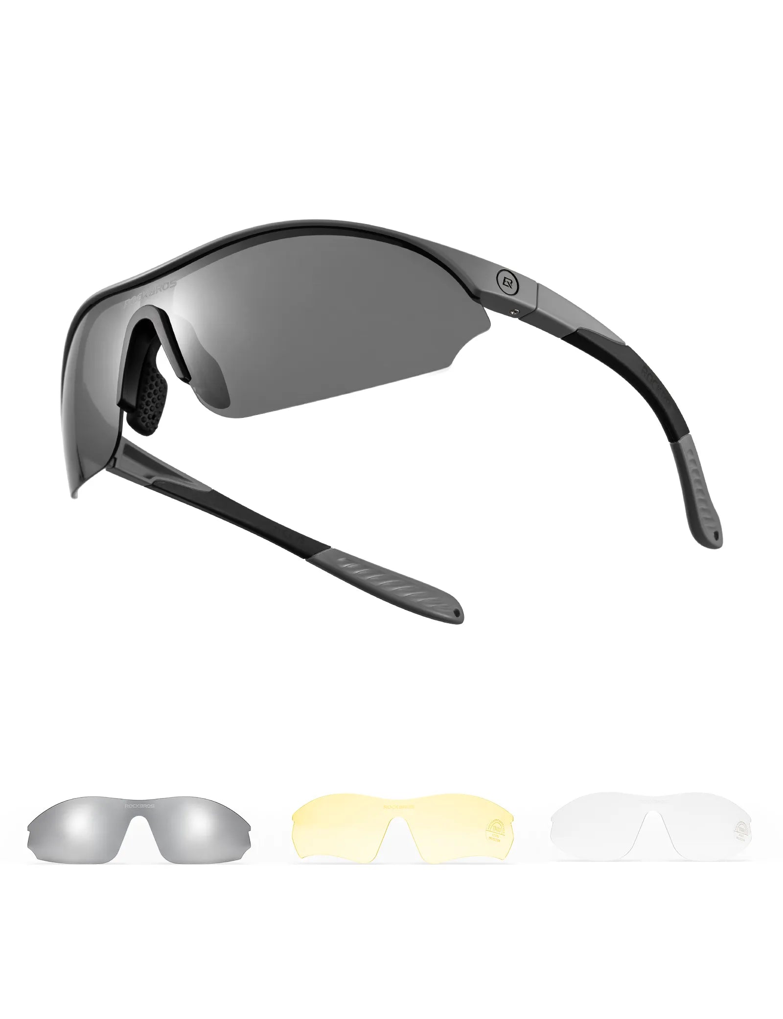 ROCKBROS SP402 sports sunglasses with three interchangeable lenses for cycling, running, and outdoor adventures
#Color_Gray
