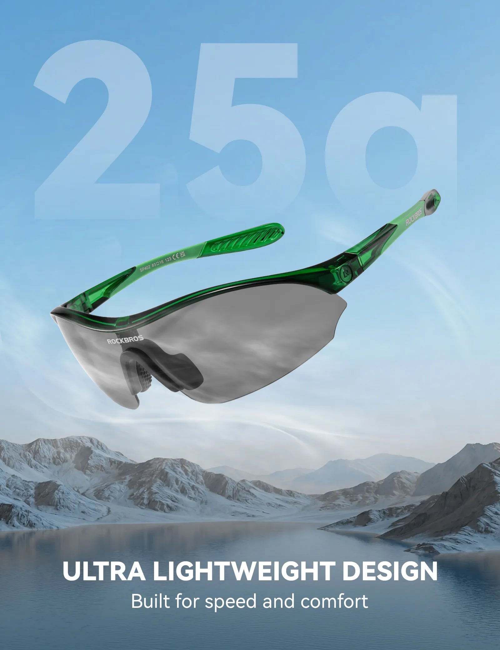 ROCKBROS SP402 sports sunglasses with three interchangeable lenses for cycling, running, and outdoor adventures
#Color_Green
