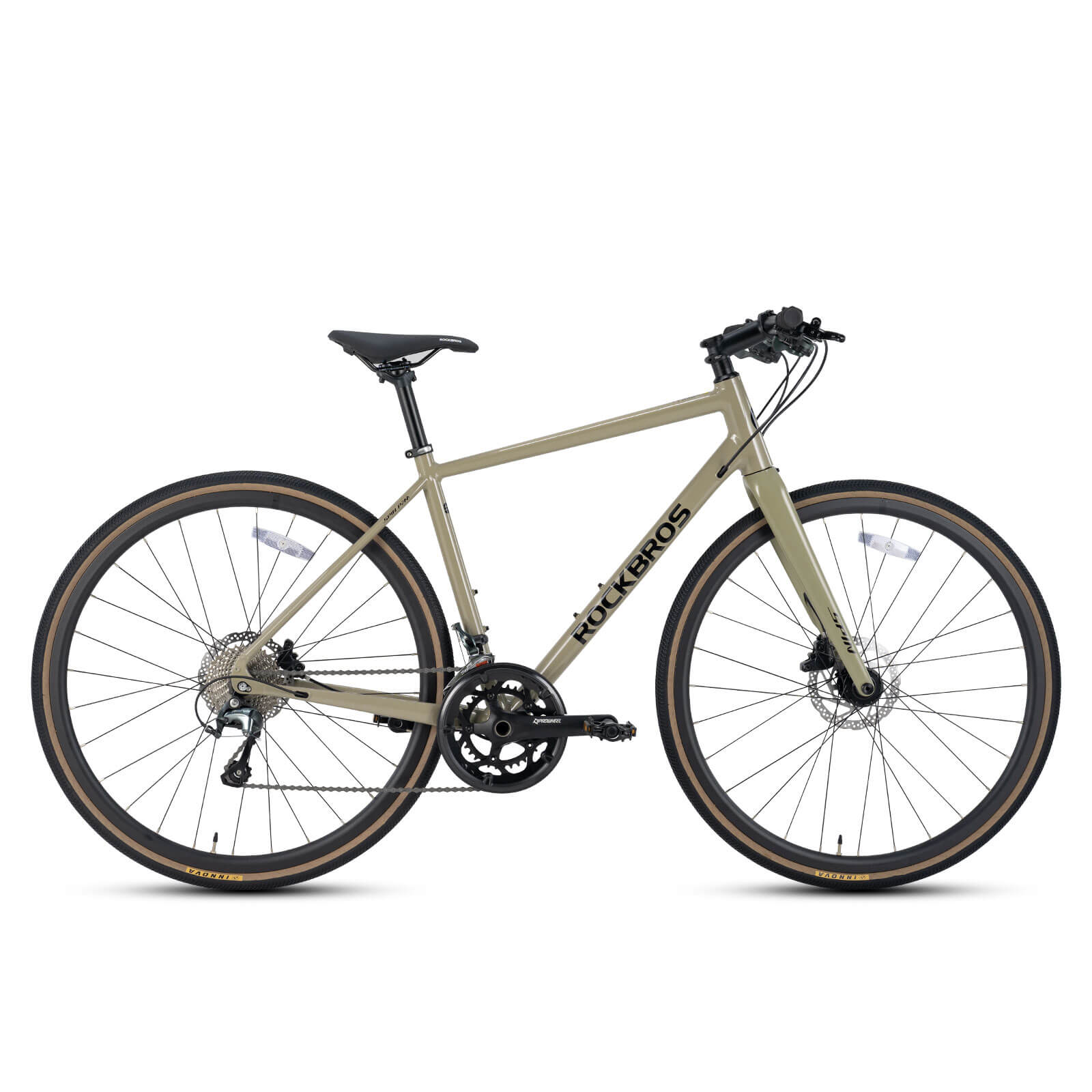 ROCKBROS SPINP2M flat bar road bike with lightweight aluminum frame and Shimano drivetrain for commuting and beginner riders
#Color_Brown