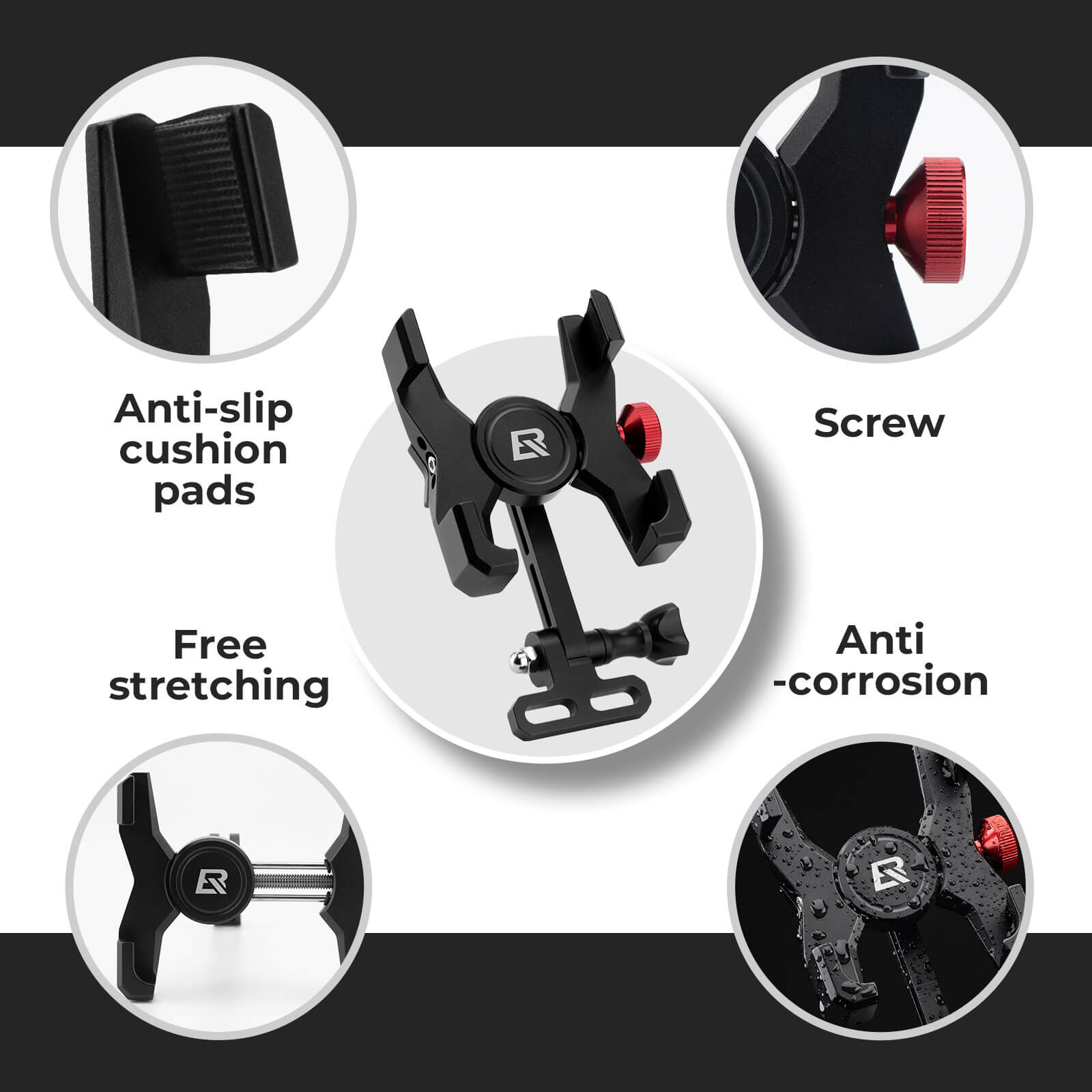 ROCKBROS aluminum stem bike phone holder, stable and durable adjustable mount for bicycles
#Style_Stem Mount