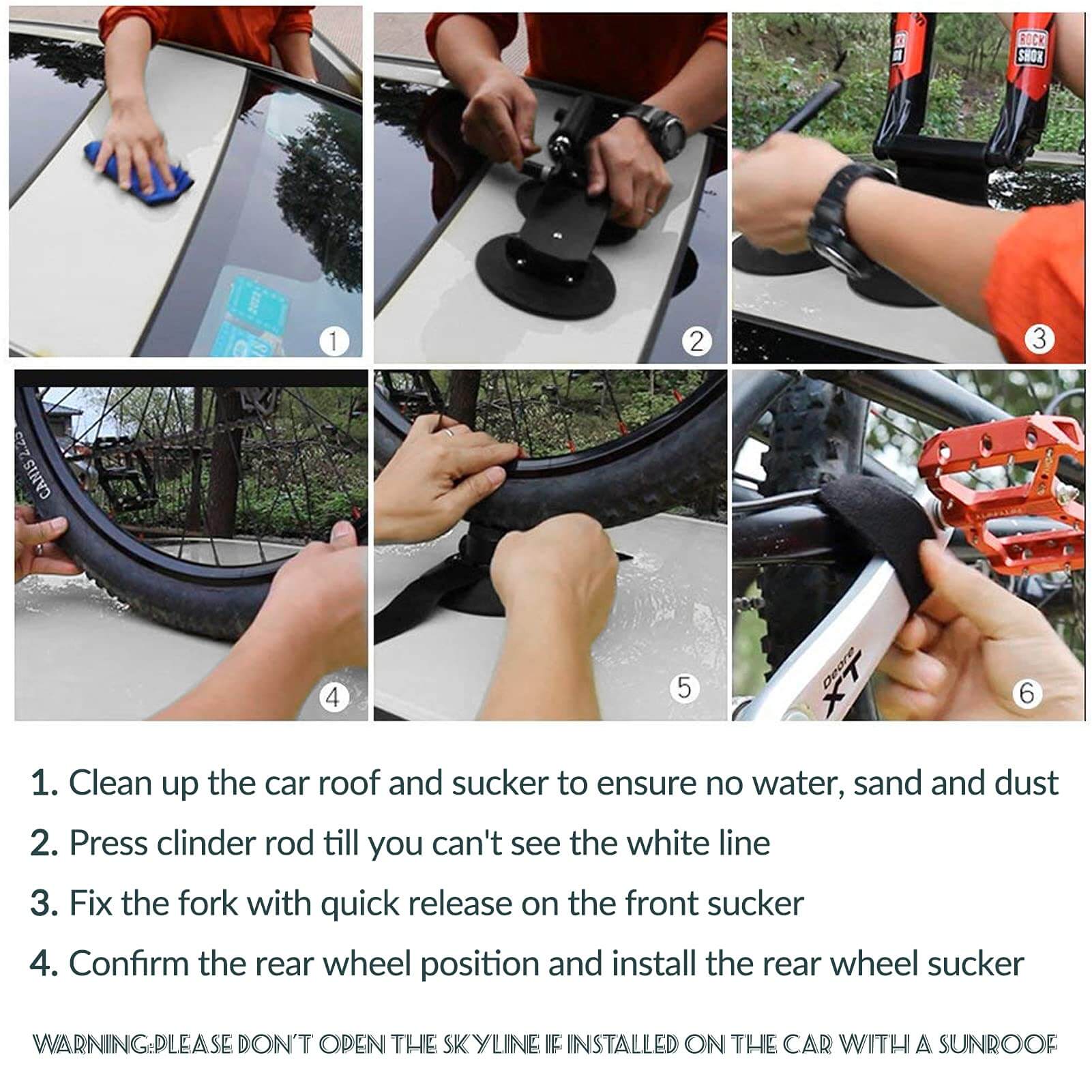 ROCKBROS suction cup bike rack for car roof quick release mount