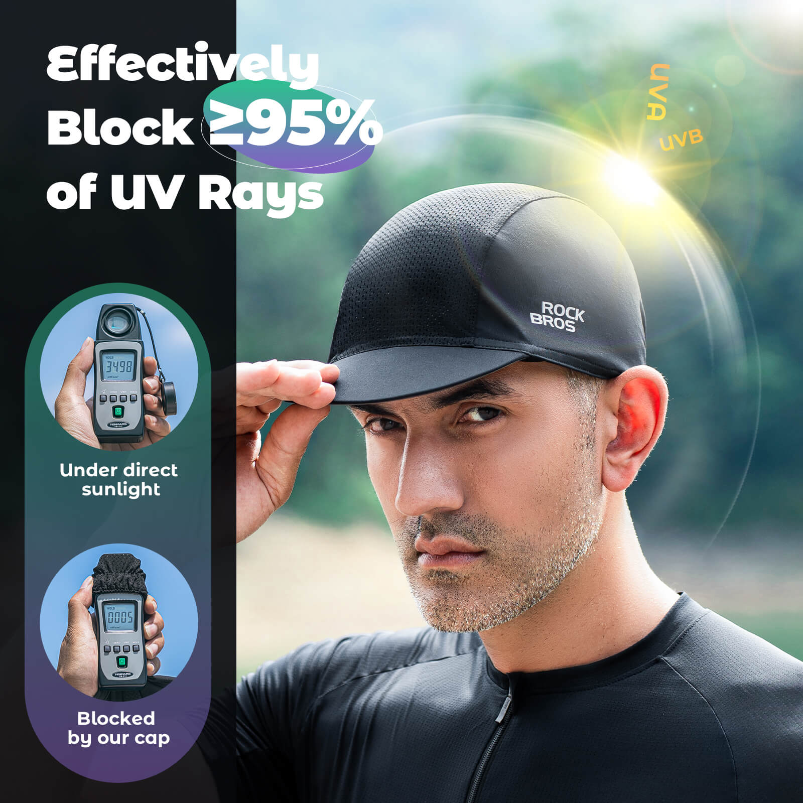 ROCKBROS summer cycling cap offering sun protection and breathability for cyclists