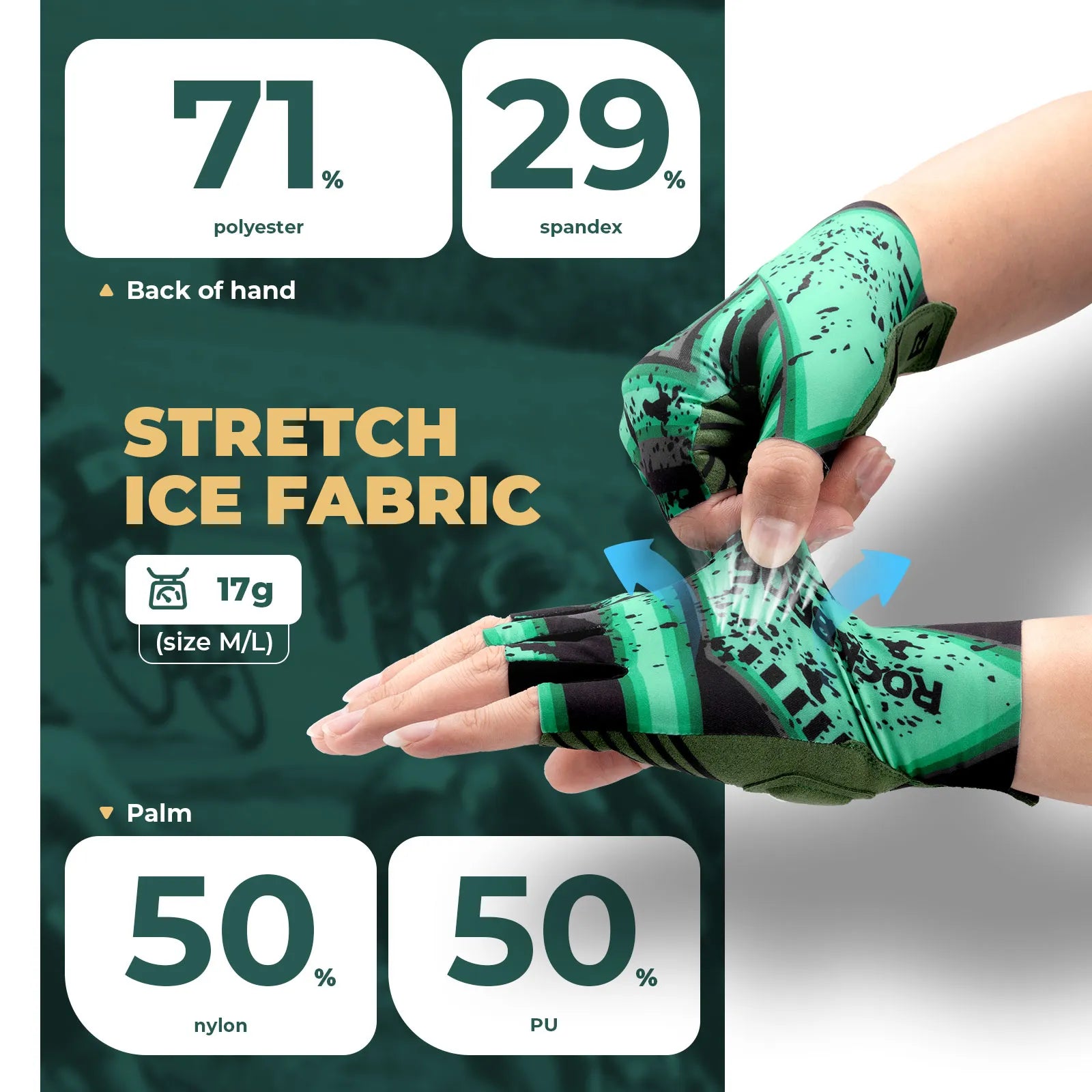 ROCKBROS Summer Half Finger Cycling Gloves with Breathable Fabric, SBR Padding, and Anti-Slip Palm