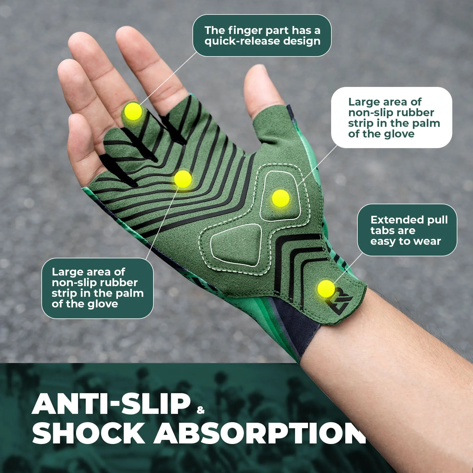 ROCKBROS Summer Half Finger Cycling Gloves with Breathable Fabric, SBR Padding, and Anti-Slip Palm