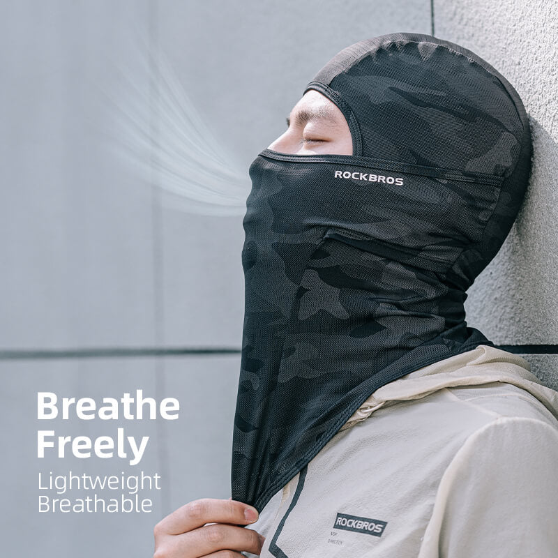 ROCKBROS summer ice silk balaclava face mask with breathable fabric and UV sun protection