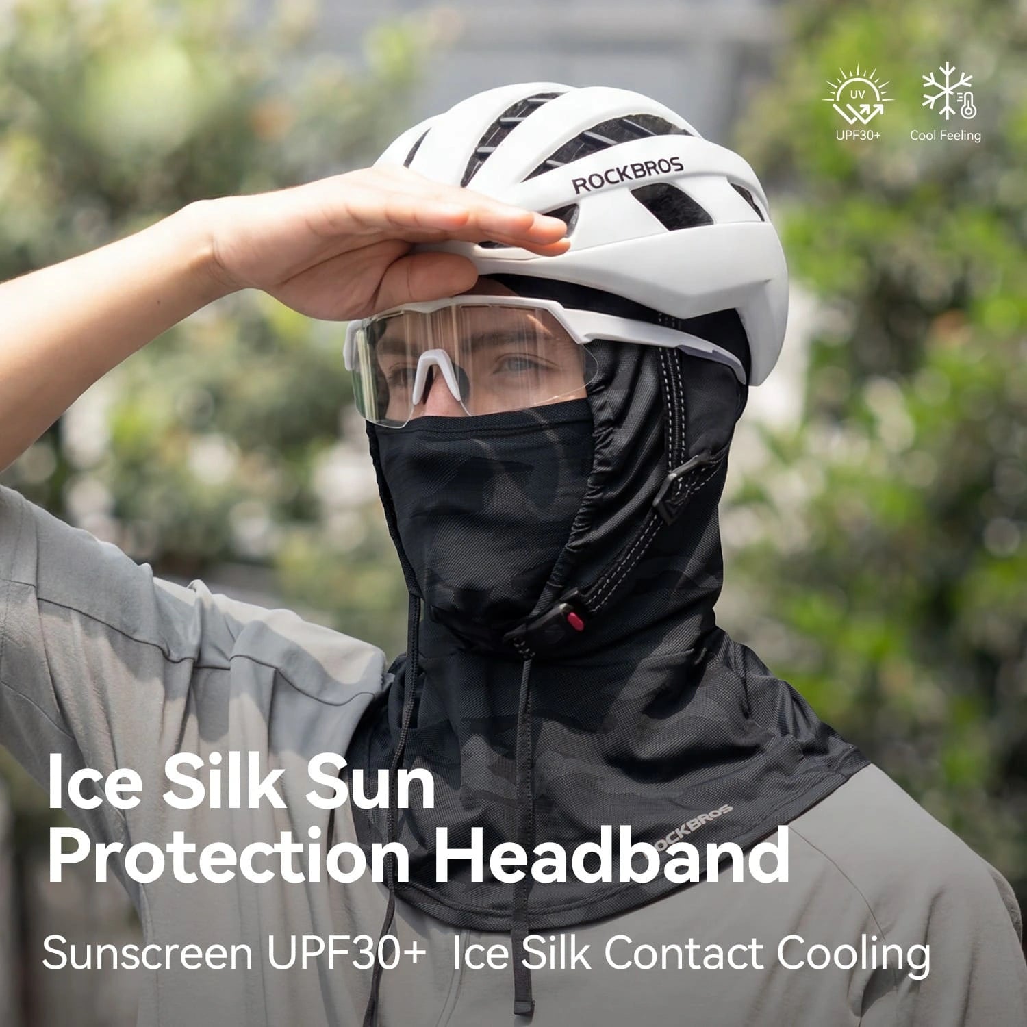 ROCKBROS Ice Silk Sun Protection Balaclava with Breathable Sweat-Wicking Fabric for Summer Cycling