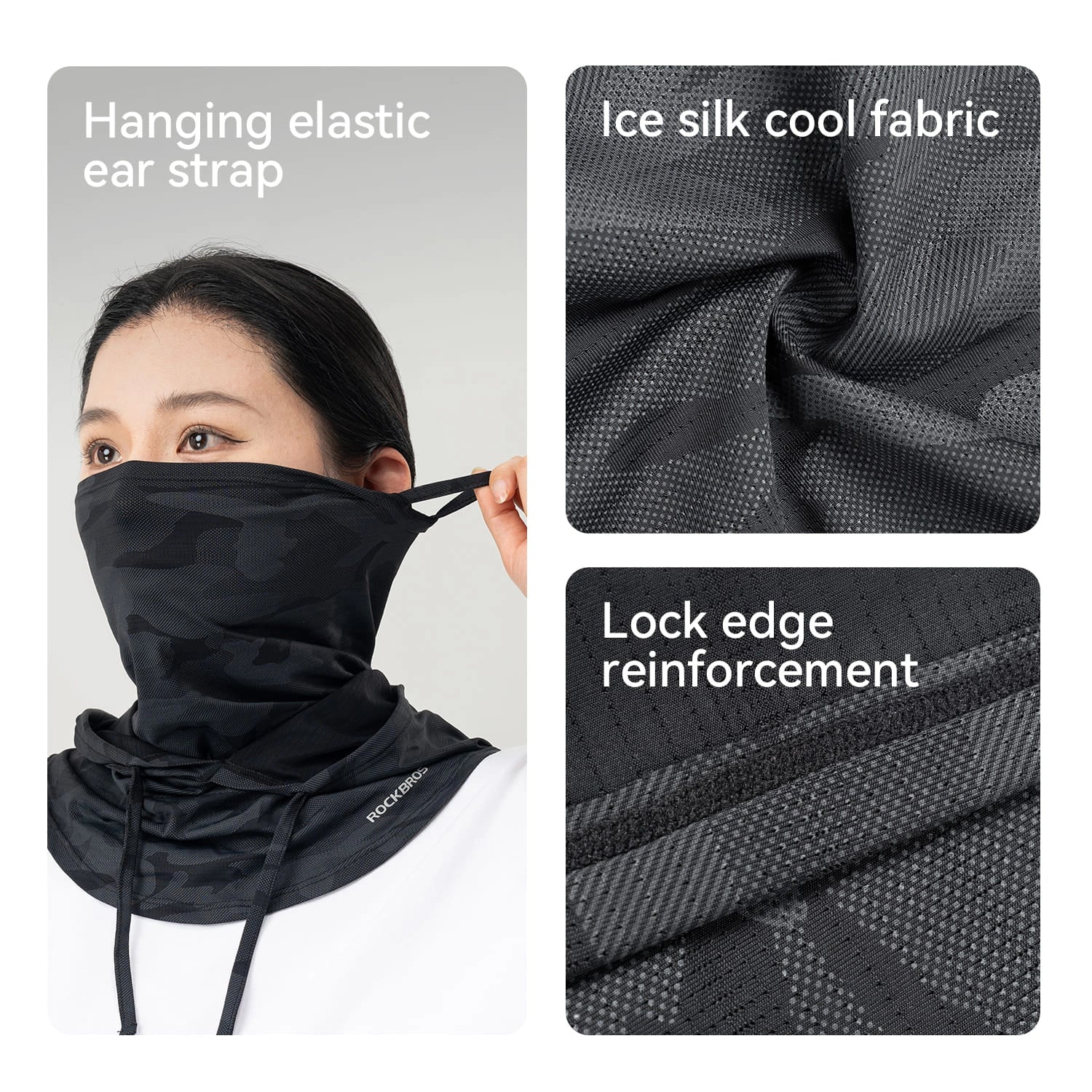 ROCKBROS Ice Silk Sun Protection Balaclava with Breathable Sweat-Wicking Fabric for Summer Cycling