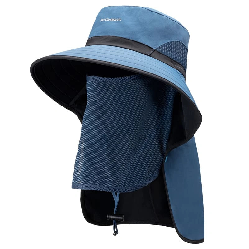 ROCKBROS Sun Protection Hat with Face Cover, Neck Flap, and Wide Brim for Fishing, Hiking, Cycling, and Beach Trips
#Color_Navy & Black
