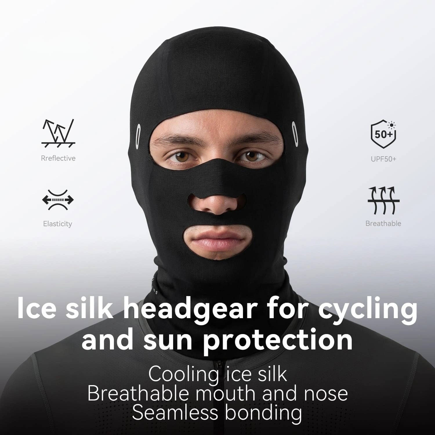 ROCKBROS Ice Silk Seamless Balaclava with UPF50+ Coverage and Breathable Openings for Summer Cycling