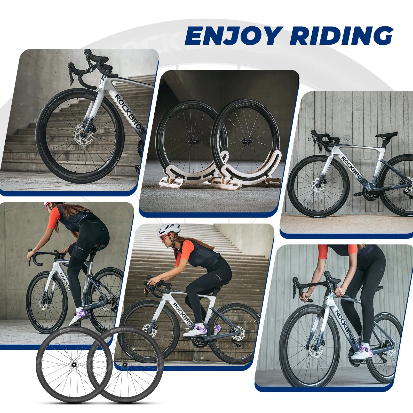 ROCKBROS T700 carbon road bike wheelset with 50mm deep-section rims and 28mm wide profile