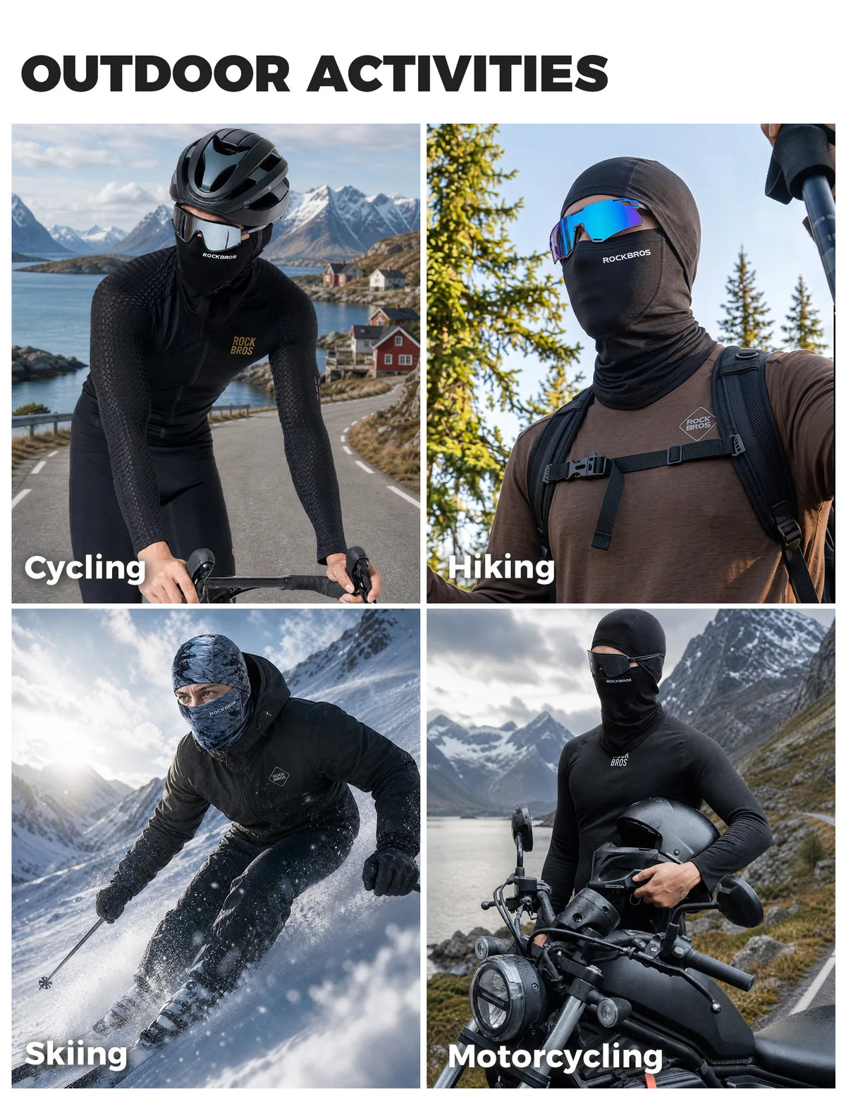 ROCKBROS Tencel and wool blend windproof balaclava for outdoor activities