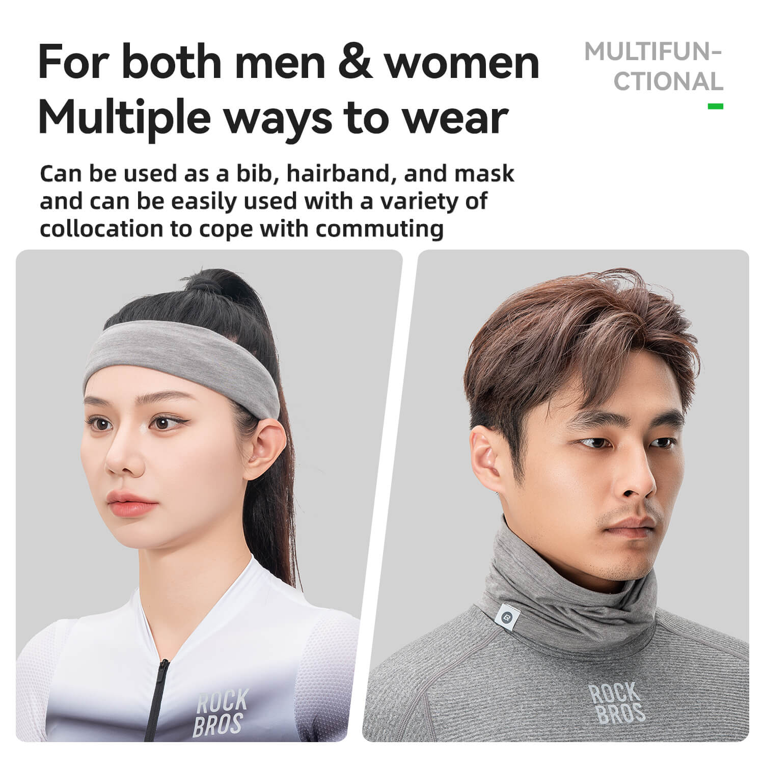 ROCKBROS multifunctional tube scarf for winter sports and daily commuting