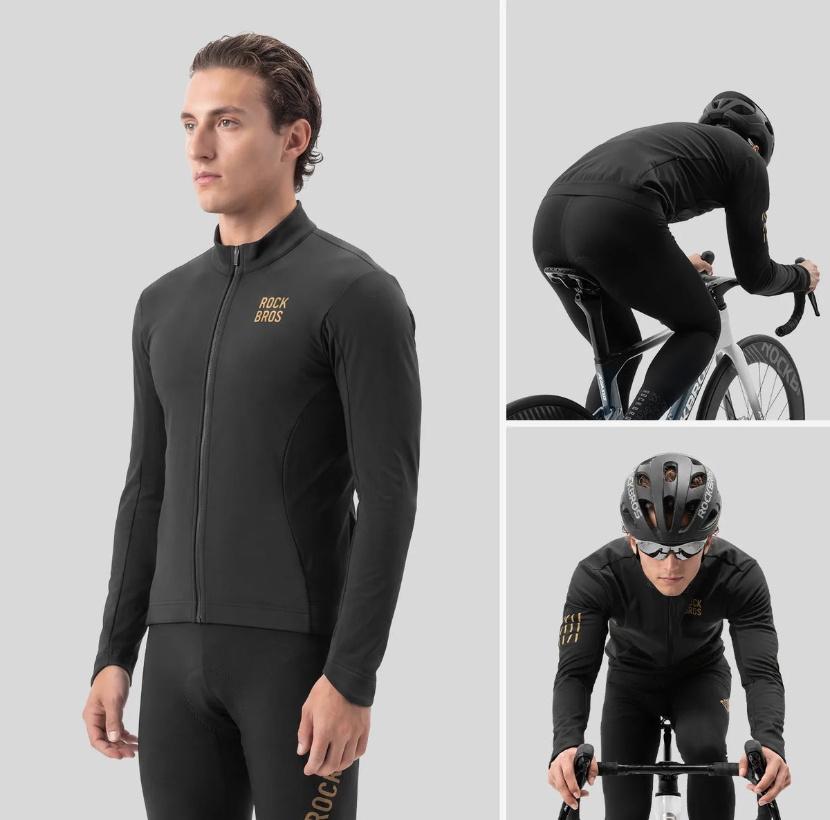 ROCKBROS thermal fleece windproof cycling jacket for cold-weather rides