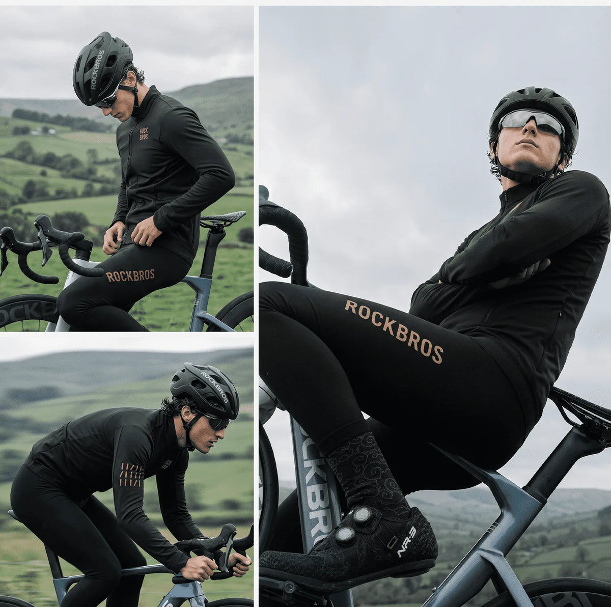 ROCKBROS thermal fleece windproof cycling jacket for cold-weather rides
