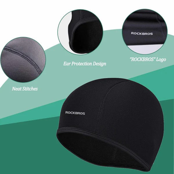 ROCKBROS Thermal Skull Cap Helmet Liner for men and women, windproof fleece winter cycling and outdoor hat
