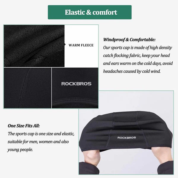 ROCKBROS Thermal Skull Cap Helmet Liner for men and women, windproof fleece winter cycling and outdoor hat
