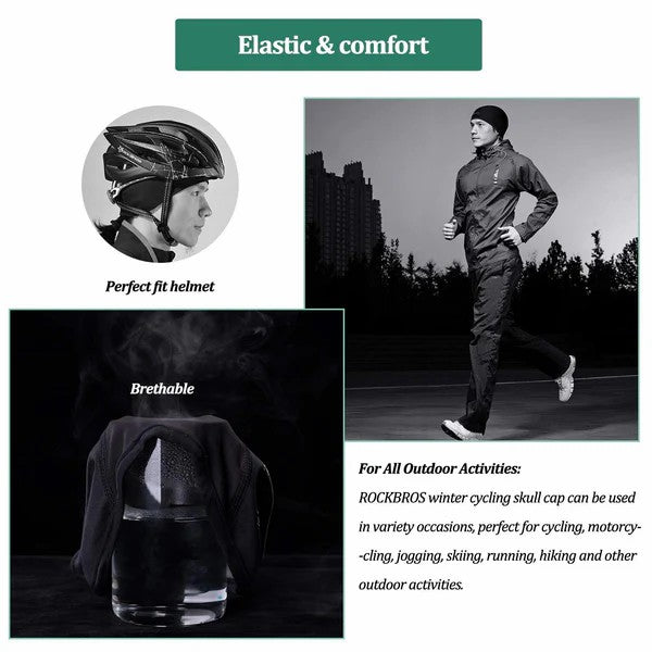 ROCKBROS Thermal Skull Cap Helmet Liner for men and women, windproof fleece winter cycling and outdoor hat