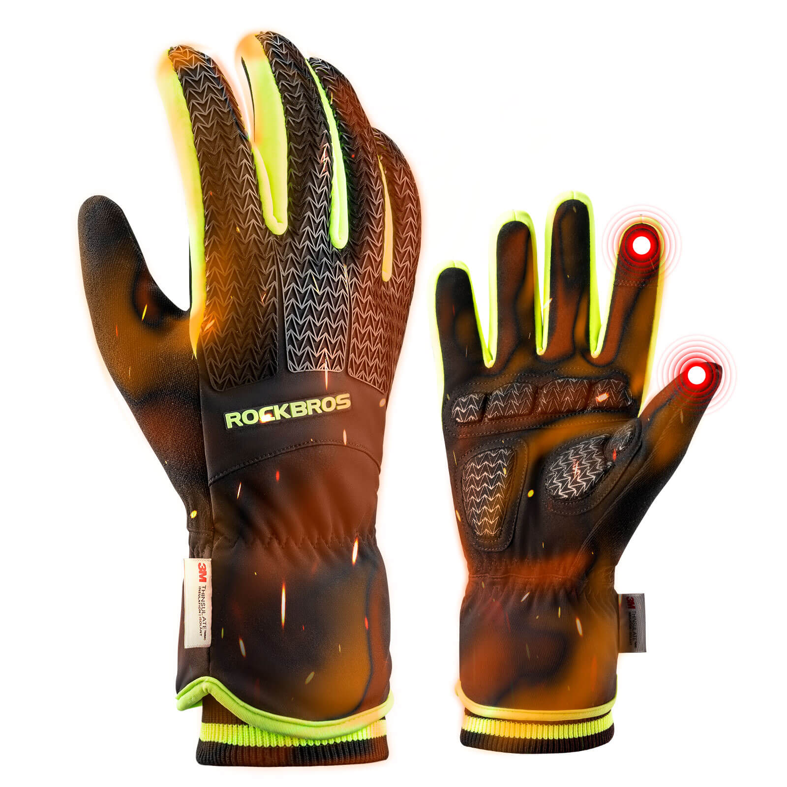 ROCKBROS thermal touchscreen winter cycling gloves, warm, windproof, non-slip gloves for outdoor activities