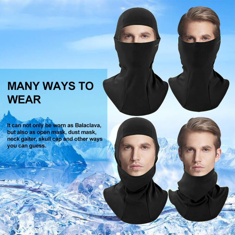 ROCKBROS black thermal windproof balaclava ski mask for winter cycling and outdoor sports
#Color_Black
