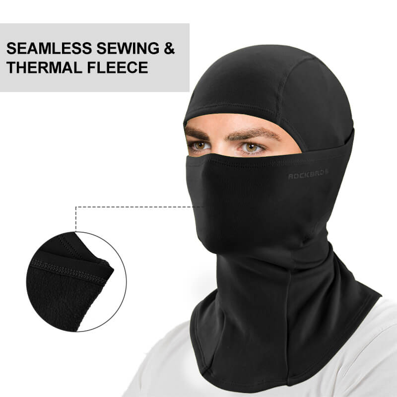 ROCKBROS black thermal windproof balaclava ski mask for winter cycling and outdoor sports
#Color_Black