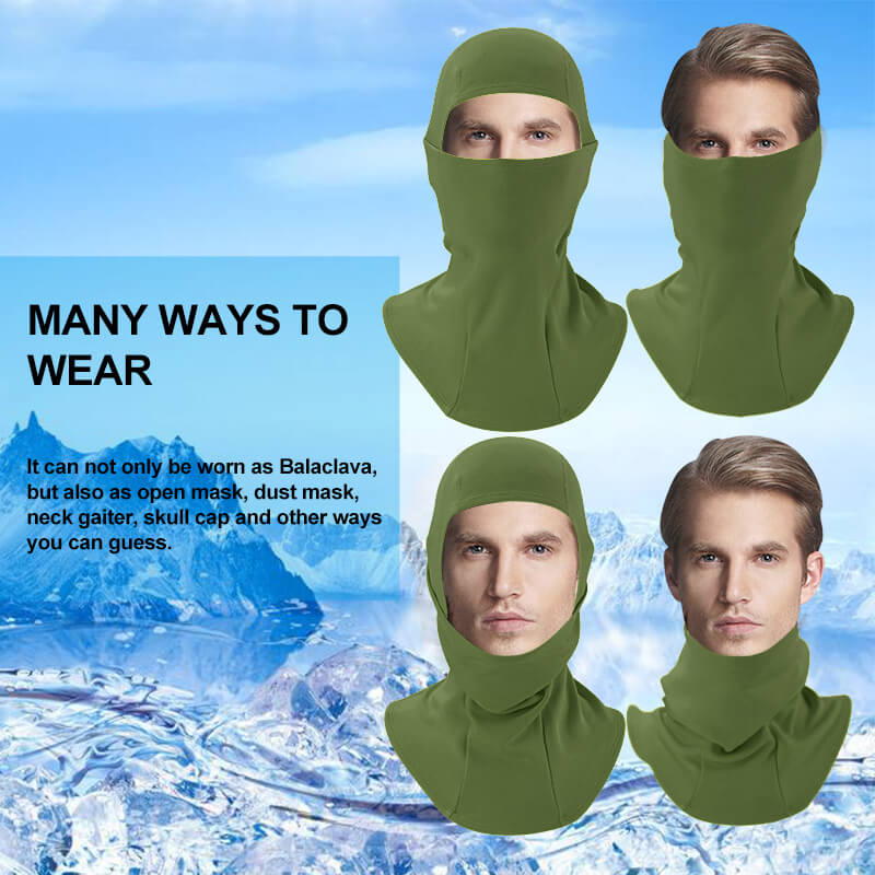 ROCKBROS army green thermal windproof balaclava ski mask for winter cycling and outdoor sports
#Color_Army Green