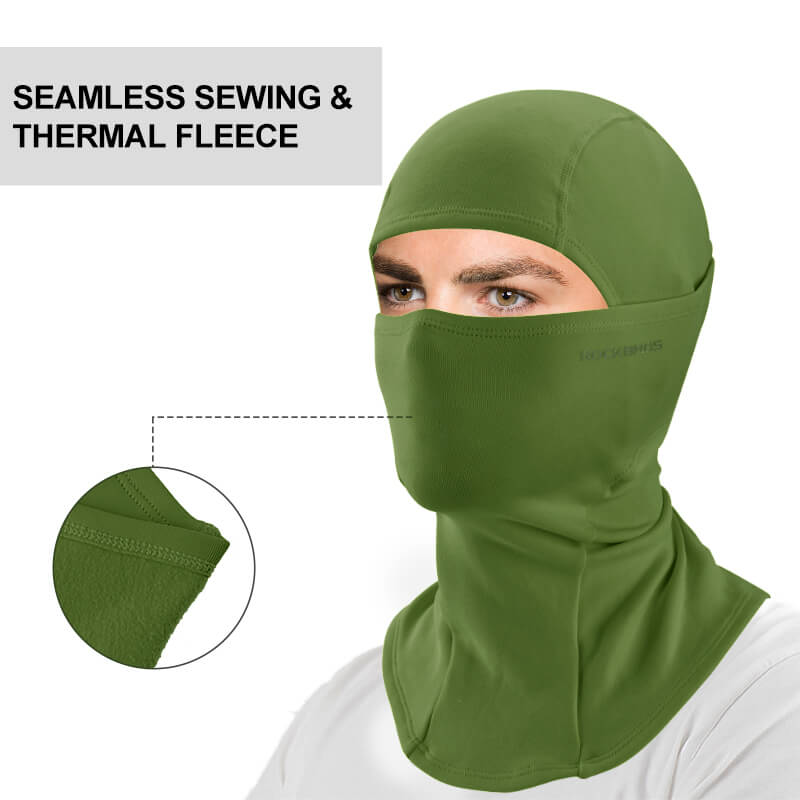 ROCKBROS army green thermal windproof balaclava ski mask for winter cycling and outdoor sports
#Color_Army Green