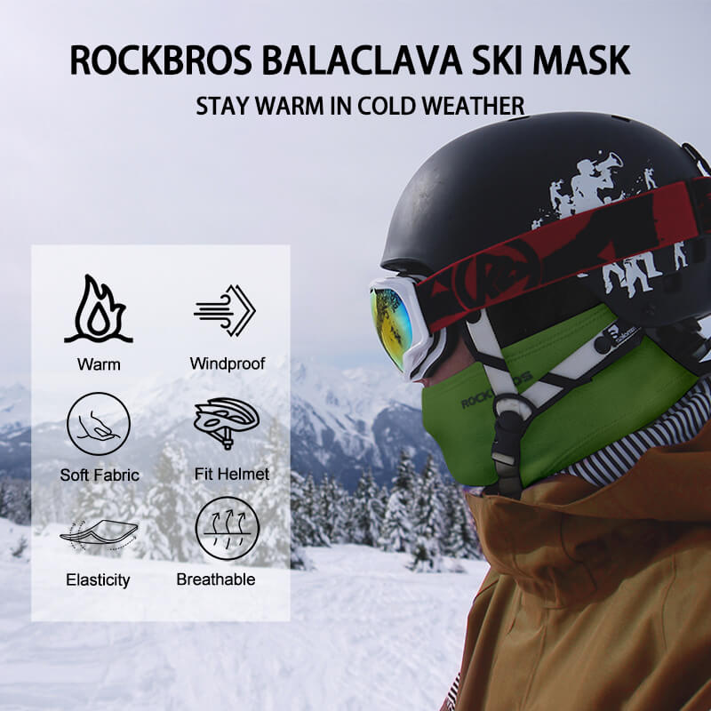 ROCKBROS army green thermal windproof balaclava ski mask for winter cycling and outdoor sports
#Color_Army Green