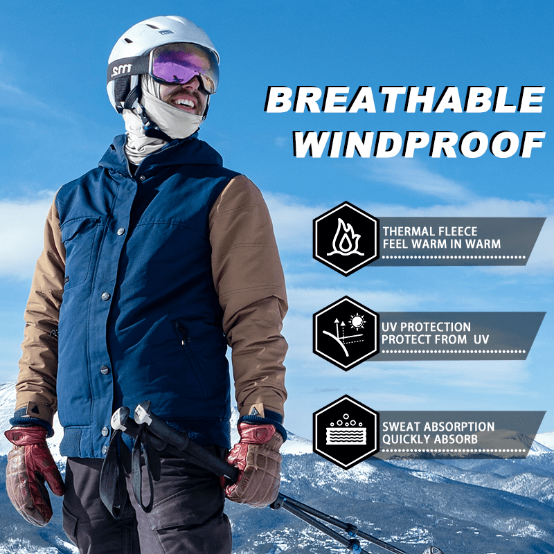 ROCKBROS white thermal windproof balaclava ski mask for winter cycling and outdoor sports
#Color_White