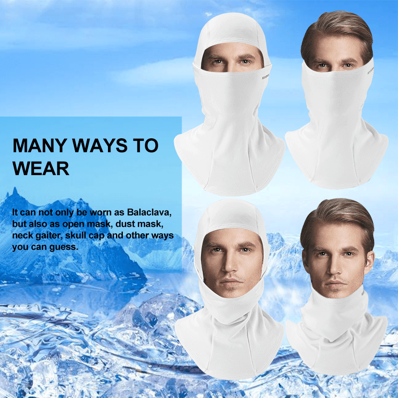 ROCKBROS white thermal windproof balaclava ski mask for winter cycling and outdoor sports
#Color_White