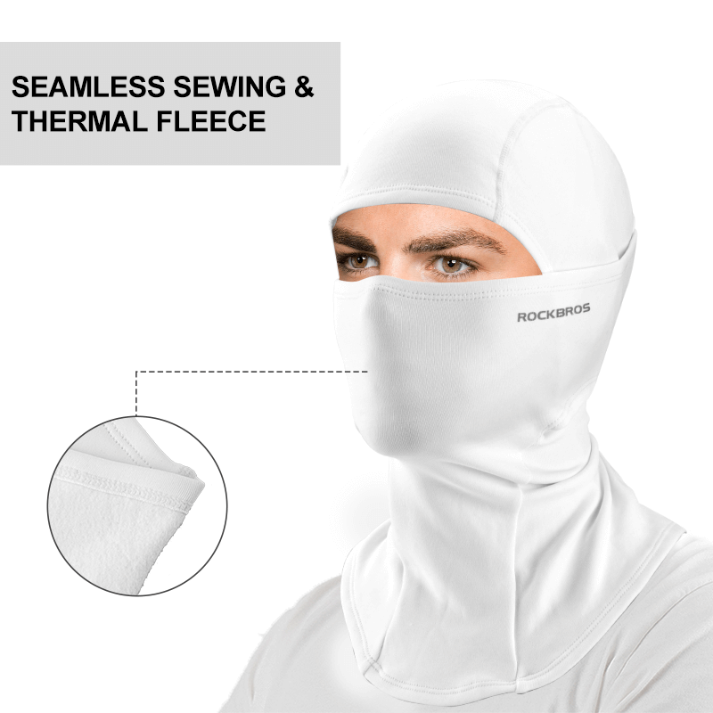 ROCKBROS white thermal windproof balaclava ski mask for winter cycling and outdoor sports
#Color_White