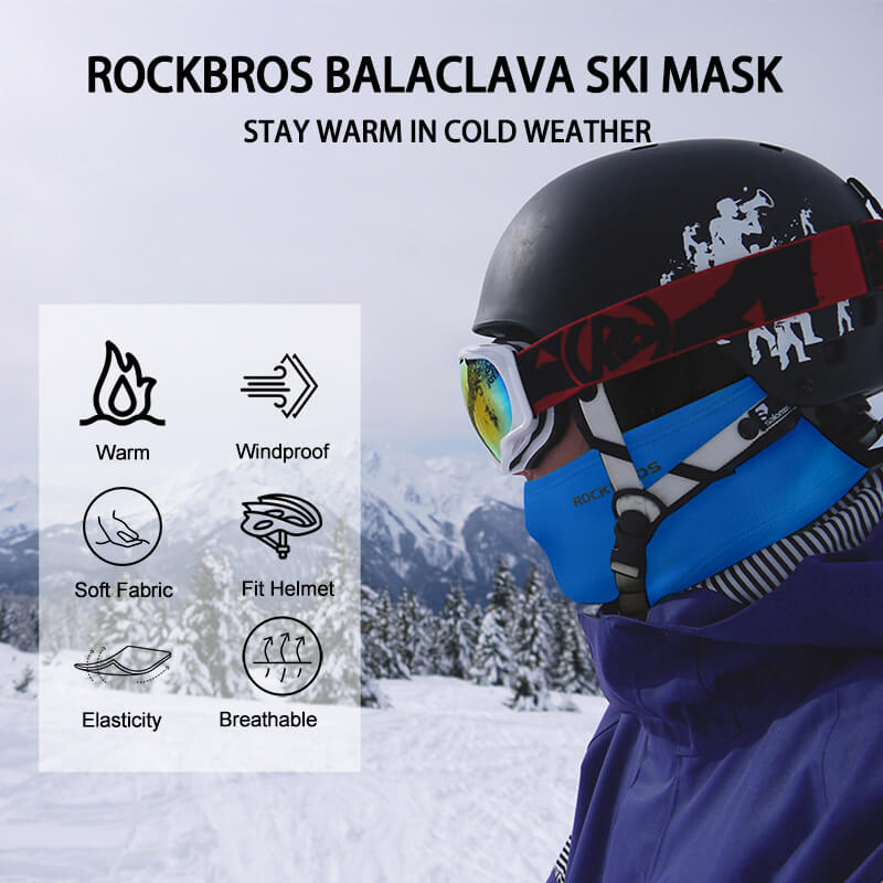 ROCKBROS blue thermal windproof balaclava ski mask for winter cycling and outdoor sports
#Color_Blue