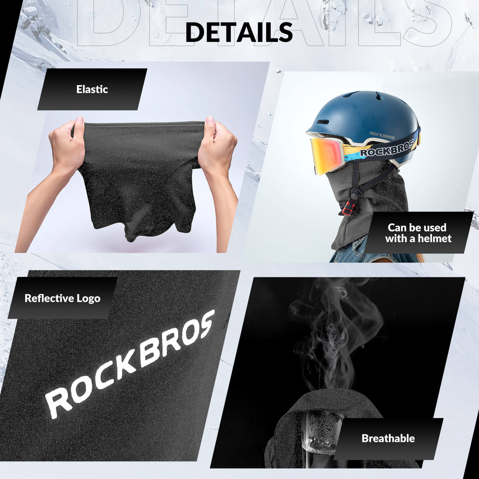 ROCKBROS dark gray thermal windproof balaclava ski mask for winter cycling and outdoor sports
#Color_Dark gray