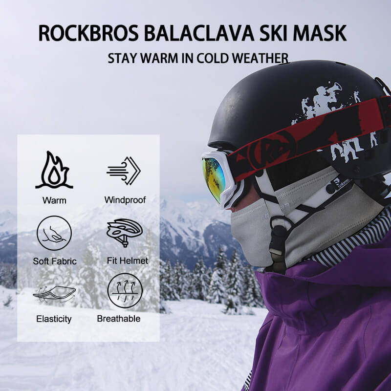 ROCKBROS grey thermal windproof balaclava ski mask for winter cycling and outdoor sports
#Color_Gray