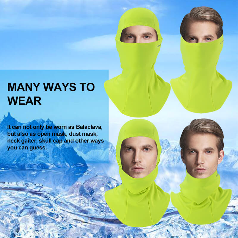 ROCKBROS neon green thermal windproof balaclava ski mask for winter cycling and outdoor sports
#Color_Neon green