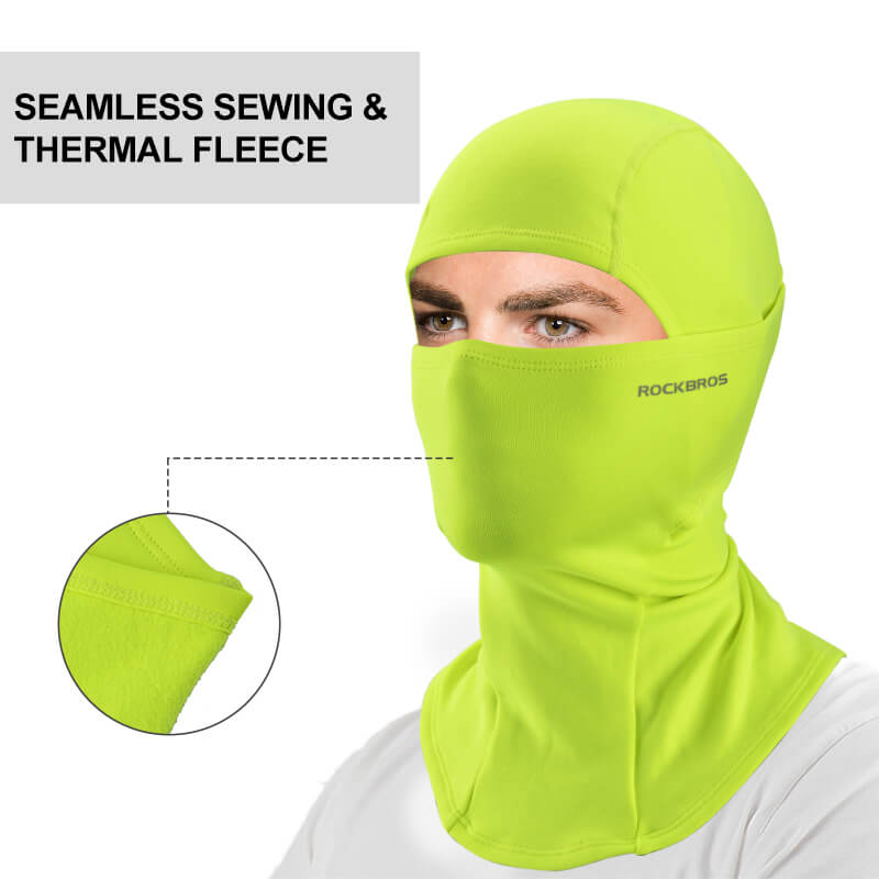 ROCKBROS neon green thermal windproof balaclava ski mask for winter cycling and outdoor sports
#Color_Neon green