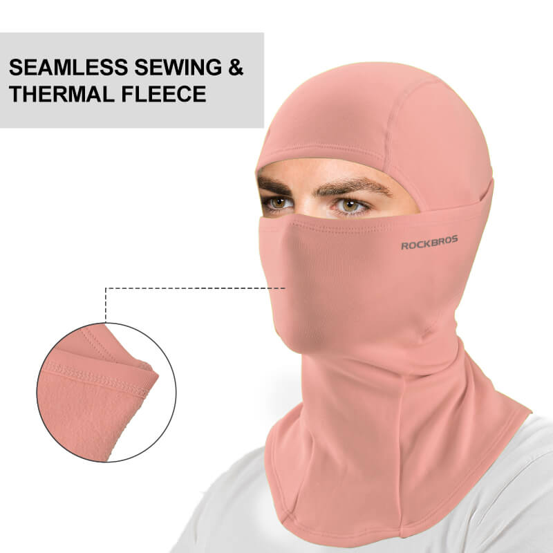ROCKBROS pink thermal windproof balaclava ski mask for winter cycling and outdoor sports
#Color_Pink