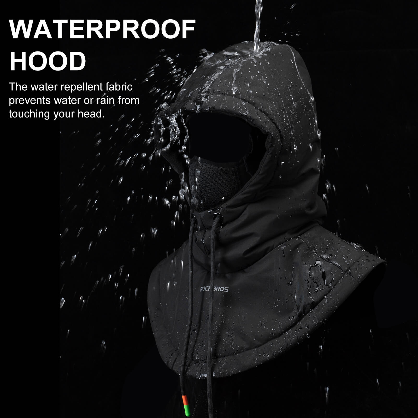 ROCKBROS thermal winter balaclava with full face, head, and neck coverage, helmet-friendly, windproof and water-resistant