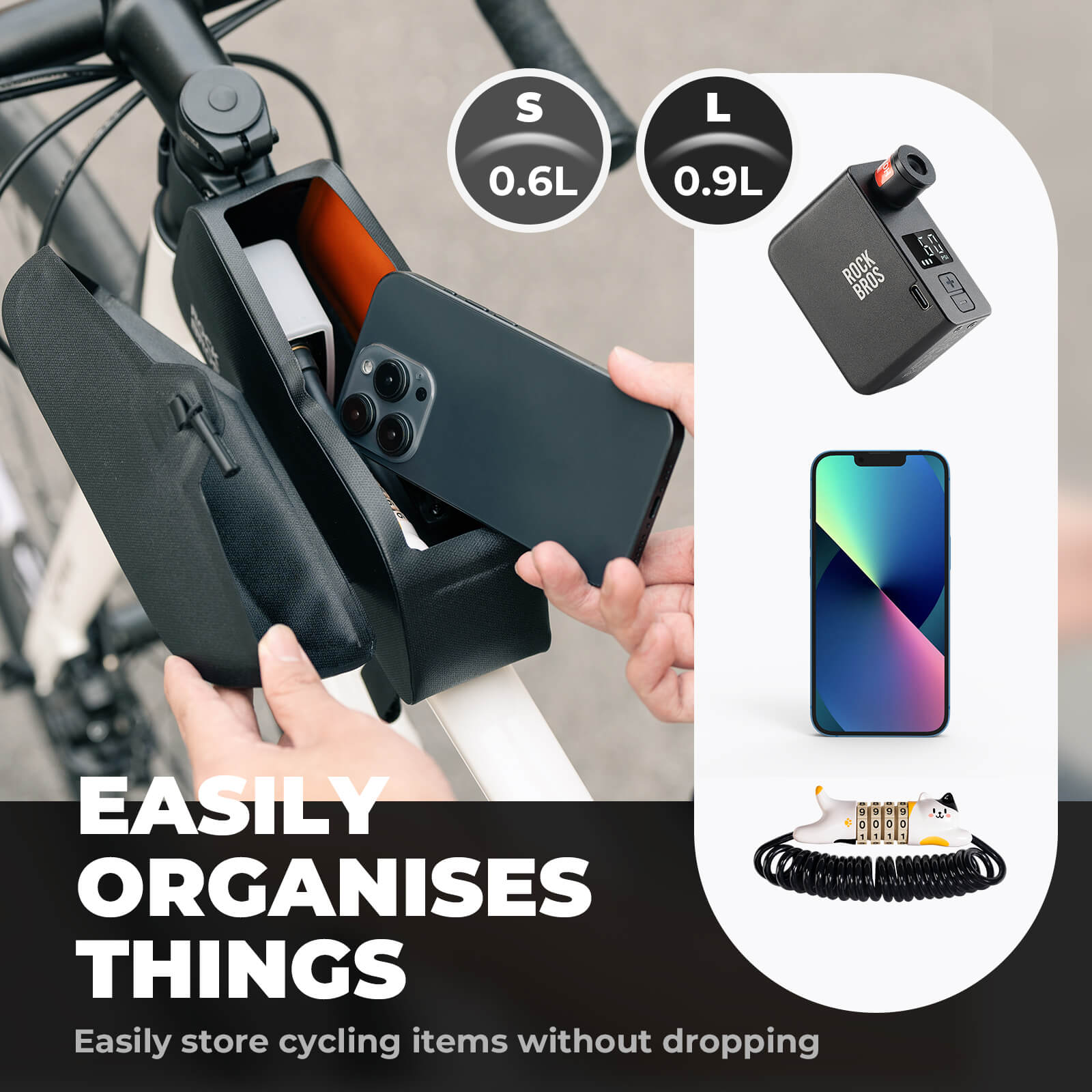 ROCKBROS magnetic 100% waterproof top tube bike frame bag for cycling