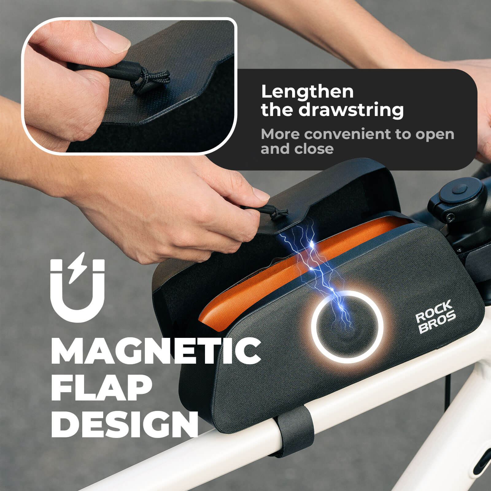ROCKBROS magnetic 100% waterproof top tube bike frame bag for cycling
