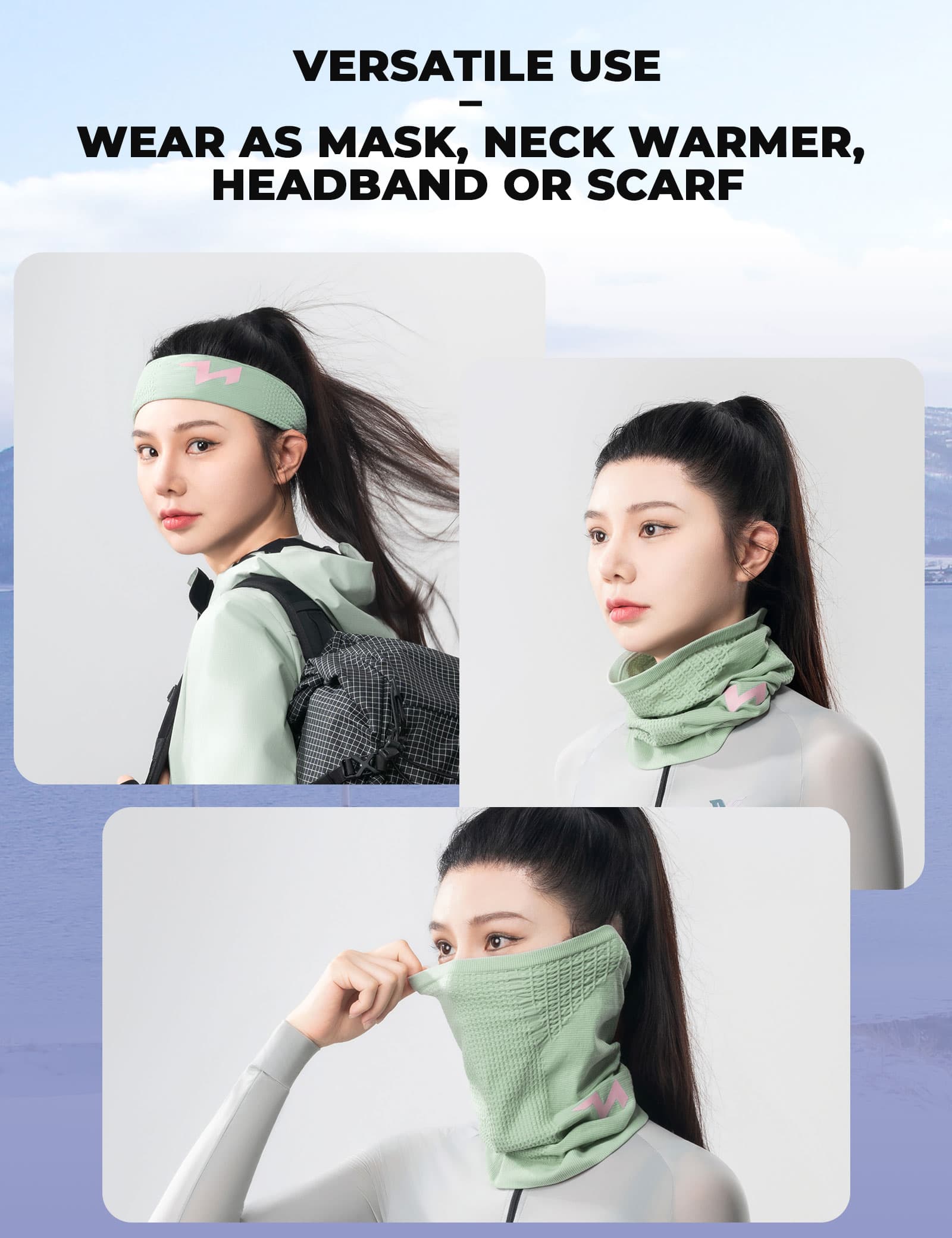 rockbros tvi womens knitted cycling neck gaiter windproof breathable warm for cycling commuting and outdoor use