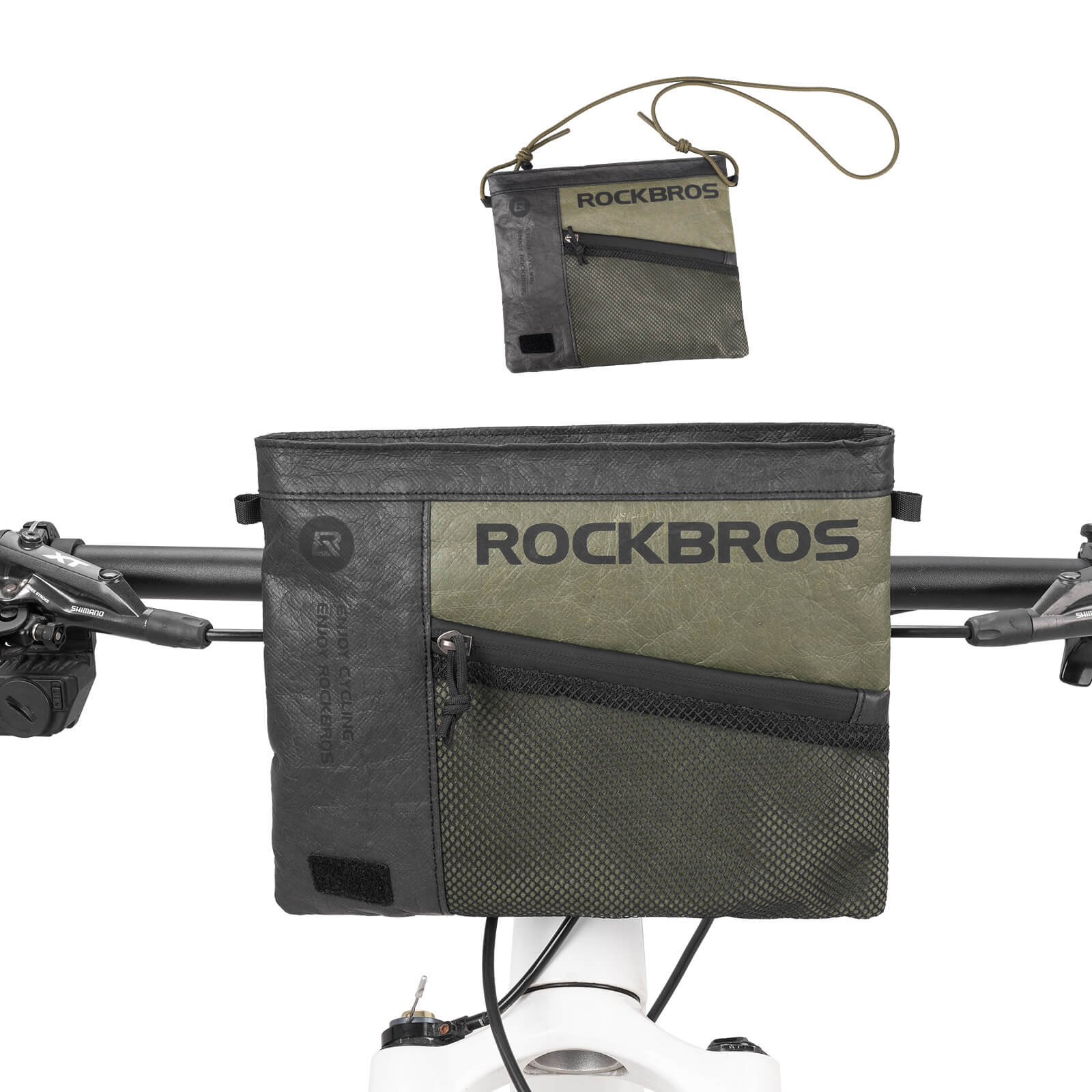 ROCKBROS Tyvek 2-in-1 bike handlebar bag and shoulder bag, 1.5L waterproof lightweight cycling bag