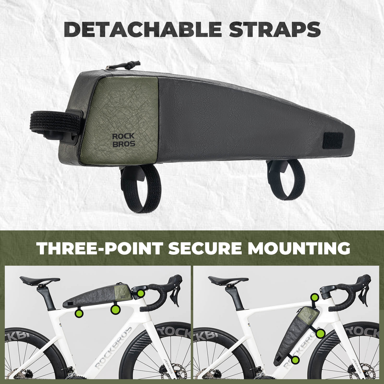 ROCKBROS Tyvek® Long Top Tube Bike Bag 0.9L, lightweight, water-resistant, secure three-point attachment, slim design for cycling