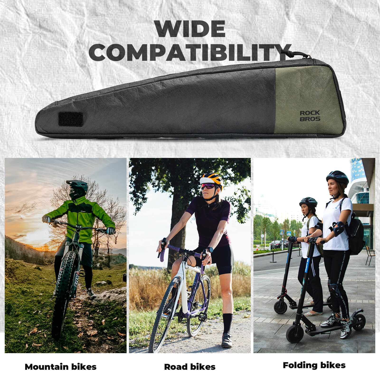 ROCKBROS Tyvek® Long Top Tube Bike Bag 0.9L, lightweight, water-resistant, secure three-point attachment, slim design for cycling