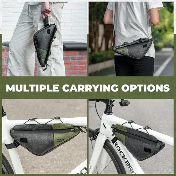 ROCKBROS Tyvek® Triangle Bike Frame Bag with Shoulder Strap, 0.7L, lightweight, water-resistant.