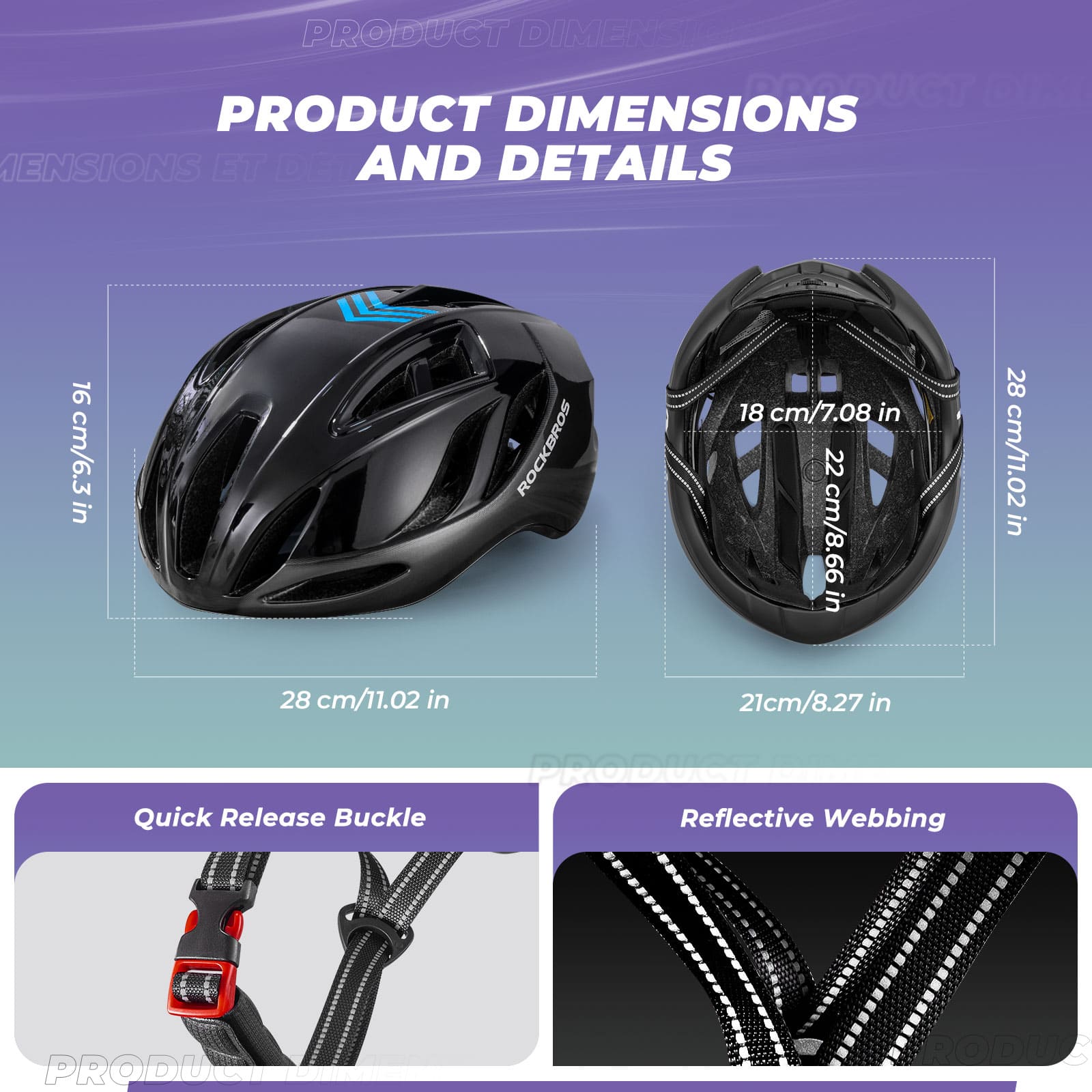 ROCKBROS Ultra-Light In-Mold Impact Protection Bicycle Safety Helmet with Ventilation for Road Cycling