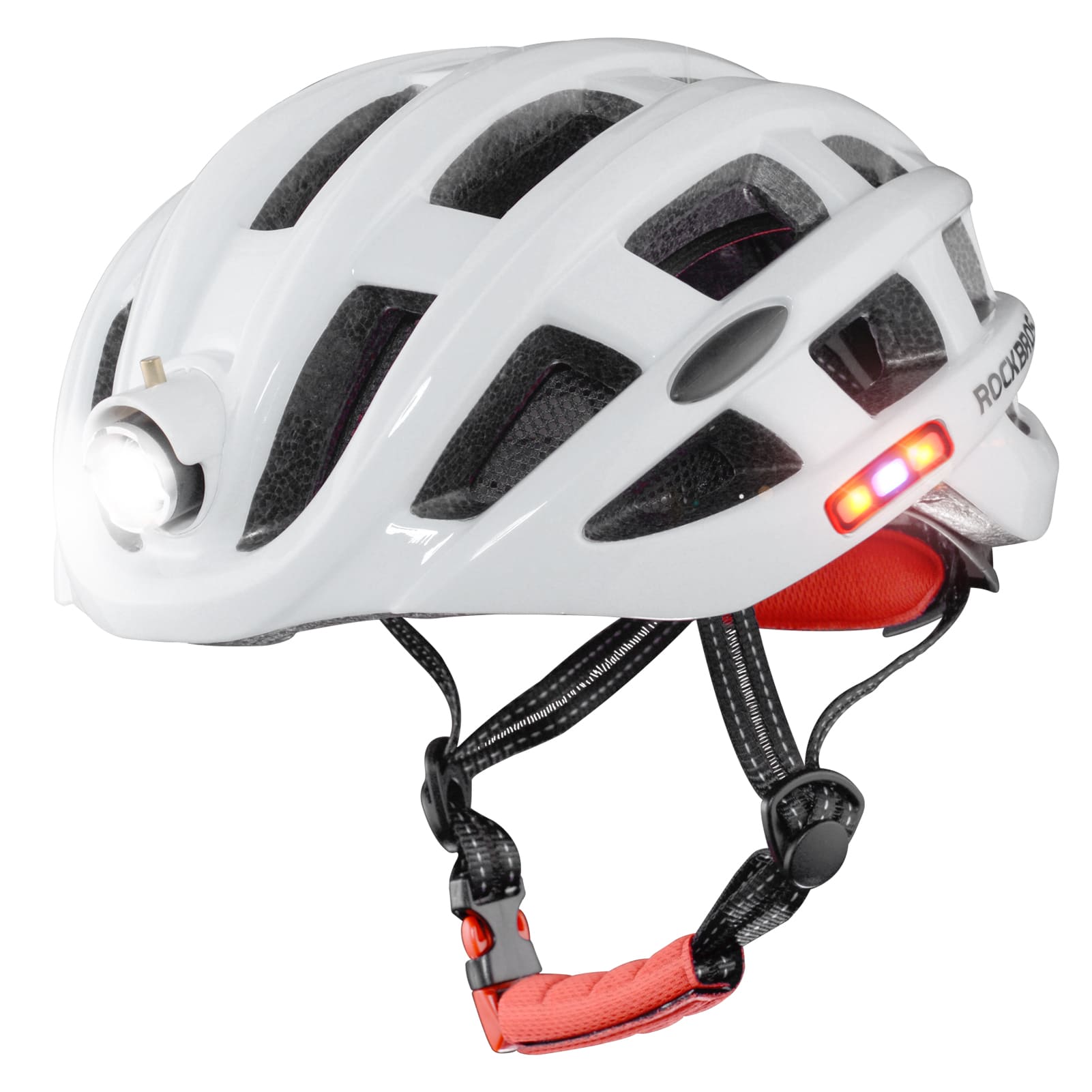 ROCKBROS Cycling Light Helmet 3Modes Bike Ultralight Helmet Electric USB, White