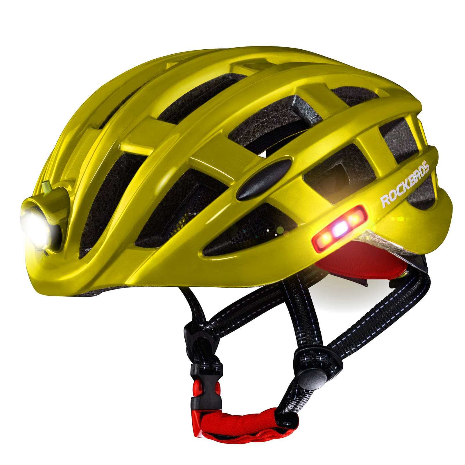 ROCKBROS ultra light smart bike helmet with LED safety light
#Color_Yellow
