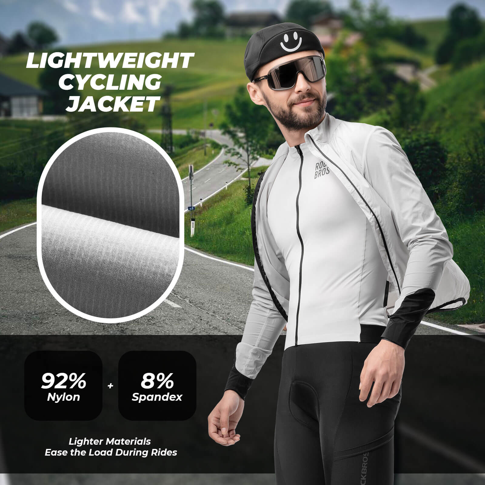 ROCKBROS Unisex Lightweight Cycling Windbreaker with Durable Nylon Spandex Fabric